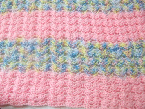 Baby Girl - Infant - Pink and Multi Shaded - Hand Knitted Shawl - Receiving Blanket - Square product image