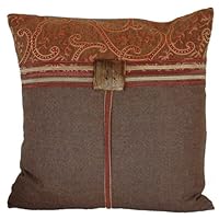RuLu 84504 Decorative Square Pillow Terracotta with Wooden Button, 16-Inch