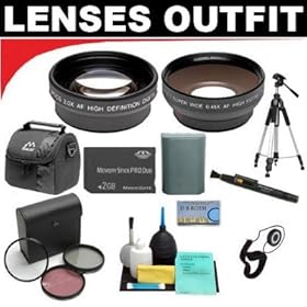 2x Digital Telephoto Professional Series Lens + 0.5x Digital Wide Angle Macro Professional Series Lens + 3 Piece Digital Camera Filter Kit + 2GB Memory Stick + Deluxe DB ROTH Super Savings Accessory Kit For The Sony HDR-SR5, SR7, SR8, SR10, SR11, SR12, CX7, CX12, CX100, XR100, XR200V, XR500V, XR520V