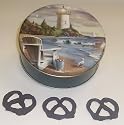 Scott's Cakes 1 lb. Dark Chocolate Covered Pretzel in a Lighthouse Tin
