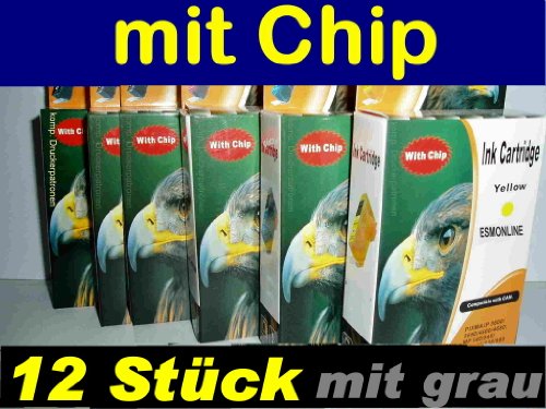 12 Druckerpatronen für Canon Pixma MG6150 MG6250 MG8150 MG8250 MG 6100 6150 6200 6250 8100 8150 8200 8250 mit Chip (Sie bekommen 2 x schwarz (525) 2 x schwarz 2 x blau 2 x rot 2 x gelb 2 x grau (526)