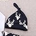 Newborn Infant Baby Girls Boy Deer Tops Bodysuit Long Pants Hat 3pcs Outfits Set,White&navy Blue,0-3 Months
