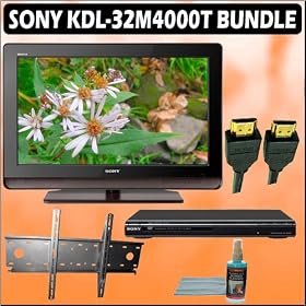 Sony Bravia M Series KDL 32M4000/T 32 inch 720P LCD HDTV (Brown) + Sony DVD Player w/ Wall Mount Accessory Kit Sony Bravia M-Series KDL-32M4000/T 32-inch 720P LCD HDTV (Brown) + Sony DVD Player w/ Wall Mount Accessory Kit