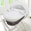 Izziwotnot White Gift Dark Wicker Moses Basket - White
