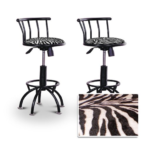 2 24'' to 29'' Adjustable Black Bar Stools (Black Metal) (Zebra)
