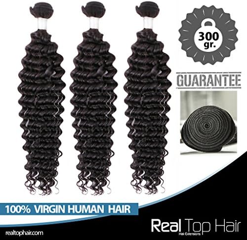 RealTopHair Virgin Human Hair Extension Unprocessed Deepwave Texture 3 Bundle (10"+12"+14")