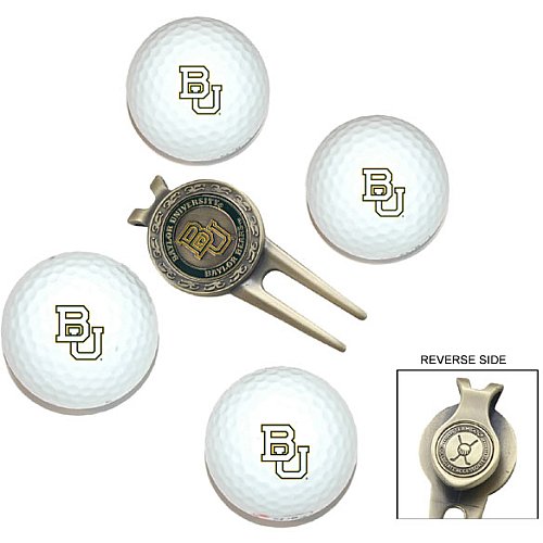 Baylor Bears Pack Of 4 Golf Balls And Divet Tool Gift Set From Team Golf