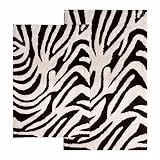 Chesapeake 26708 Safari 2 Piece Zebra Chocolate / Ivory Contemporary Bath Rug Set Size: Set: 21" x 34" and 24" x 40"