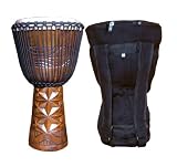 Geometric Professional Djembe- 19-20 Tall x 10-11 Head- Includes FREE Drum Bag and FREE Surprise Percussion Gift