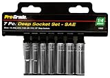 Pro-Grade 19202 7-Piece 1/4-Inch Driver SAE Deep Socket Set with Rail
