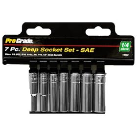 Pro-Grade 19202 7-Piece 1 4-Inch Driver SAE Deep Socket Set with Rail by Pro-Grade