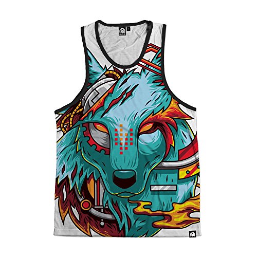 INTO THE AM Digital Wolf All Over Print Rave Tank