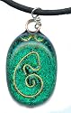 Baerreis - Reiki Dichroic Pendant Necklace - Dai Ko Myo - Fused Glass Dichroic Pendant - Sparkling Greens - Year Round Fashion!