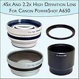 .45x Wide Angle & 2.2x Telephoto Pro Lens Set for Canon PowerShot A650