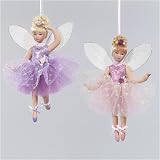 Review Kurt Adler  / Set of 2 Pink and Purple Fairy Porcelain Christmas Ornaments