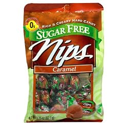 Nips Sugar Free Caramel Candy, 3.25-Ounce Bags (Pack of 12)