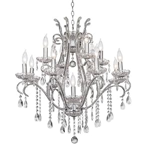 Chrome and Crystal 29 Wide 12-Light Chandelier by Vienna Full Spectrum