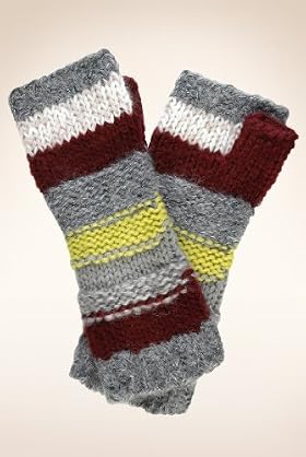 Fingerless Striped Chunky Knit Gloves