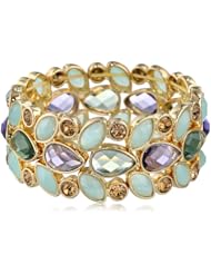 Anne Klein "Secret Garden" Gold-Tone Green Multi-Drama Stretch Bracelet