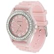 Geneva Platinum CZ Accented Silicon Link Watch, Large Face