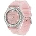 Geneva Platinum CZ Accented Silicon Link Watch, Large Face