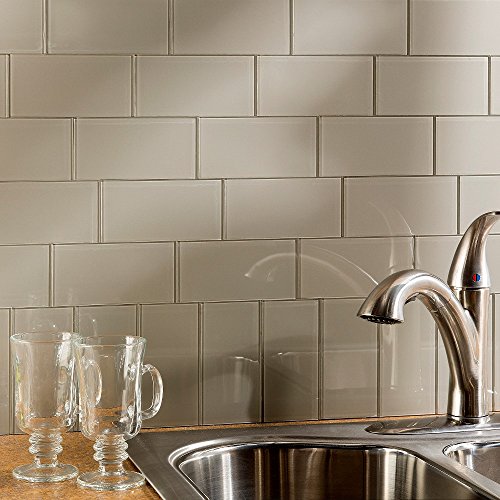 Aspect Peel and Stick Backsplash Kit Putty Glass Tile for Kitchen and Bathrooms (15 sq ft Kit)