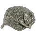 Elastafit Winter Floral Bow Crystals Knit Cadet Military Castro Hat Cap Charcoal Gray