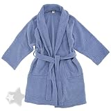 Blue Chenille Short Bath Robe for Women