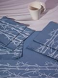 Grehom Table Napkin -Bamboo Blue,100% Cotton Napkin, Hand Printed Table Linen,Size 45x45cms