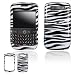 Blackberry Curve 8900 Javelin Cell Phone Black White Zebra Design Protective Case Faceplate Cover