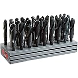 Drill America DWD833SD-SET Qualtech 33 Piece High-Speed Steel Silver and Deming Drill Bit Set in Metal Case, Black Oxide Finish, 1/2" Round Shank, Spiral Flute, 118 Degrees Conventional Point (Pack of 1)