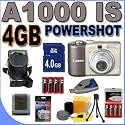 Canon Powershot A1000 IS (2668B001) 10MP 4x Optical Zoom Digital Camera (Brown) 4GB BigVALUEInc Accessory Saver NiMH Bundle + MORE