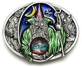 WIZARD with Crystal Ball Belt Buckle Fantasy