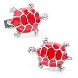 Palladium and Red Enamel Turtle Cufflinks