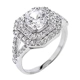 Image of Engagement simulated diamond sterling silver ring rings