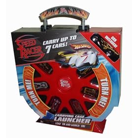 Hot Wheels Speed Racer Red Carrying Case Launcher Plus Bonus of One 1:64 Scale Die Cast Car - GRX
