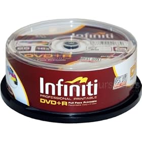Infiniti Professional 16x DVD+R Full Face Printable 4.7Gb Cakebox (25pk)