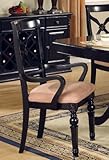 Set of 2 Dining Arm Chairs with Cross Back Black Finish