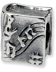Sterling Silver Reflection Beads Collection Music Book Bead Charm 4mm Hole (fits 3mm European Style Charm Bracelets)