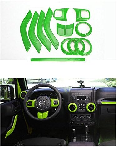 Gliton Home 12pc/Kits Interior Decoration Trim Kit -- Steering Wheel Trim, Centrer Console Air Outlet Trim, Door Handle Cover Inner, Passenger Seat Handle Trim For Jeep Wrangler 2011-2016 4-door
