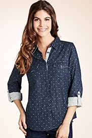 Pure Cotton Turn Up Sleeve Dobby Dot Shirt