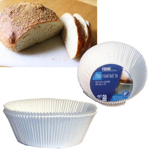 Cheap PACK 20 ROUND 2LB BREAD LOAF MAKING WHITE DISPOSABLE PAPER TIN