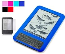 Silicone Skin for Amazon Kindle Keyboard Amazon Kindle 3 Kindle Wireless Reading Device 3G Wi-Fi 6" Display, Graphite - Latest Generation + Clear Screen Protector for Amazon Kindle 6 Inch