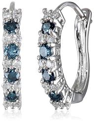 White-Gold Blue and White Diamond Cuff Earrings (0.5cttw, G-H Color, I1-I2 Clarity)