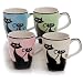 Hues&Brews Cattitude 12-Ounce Mugs, Set of 4, Assorted