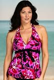 Beach Belle Flower Burst Halter Tankini Top - Plus Size Swimsuit Plus Size Swimsuit