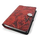 Wild Red Rose Embossed Leather Writing Journal, 6 x 9-inch, refillable