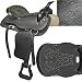 Embossed Black Leather Western Horse Saddle