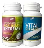 Maximum Strength Acai Berry Extreme / Vital Cleanse - With Green Tea Extract - Intense Fat Burning Weight Loss Diet Pill Combination