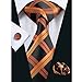 Hi-Tie Mens Orange Silk Tie Hanky Cufflinks set 6 Styles for Choose
